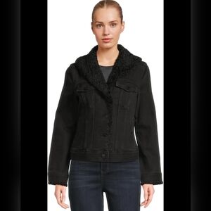 Liverpool Black Denim Jacket with Sherpa Lining